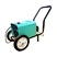 Portable High pressure car washer with wheels and push handle back-angled view.